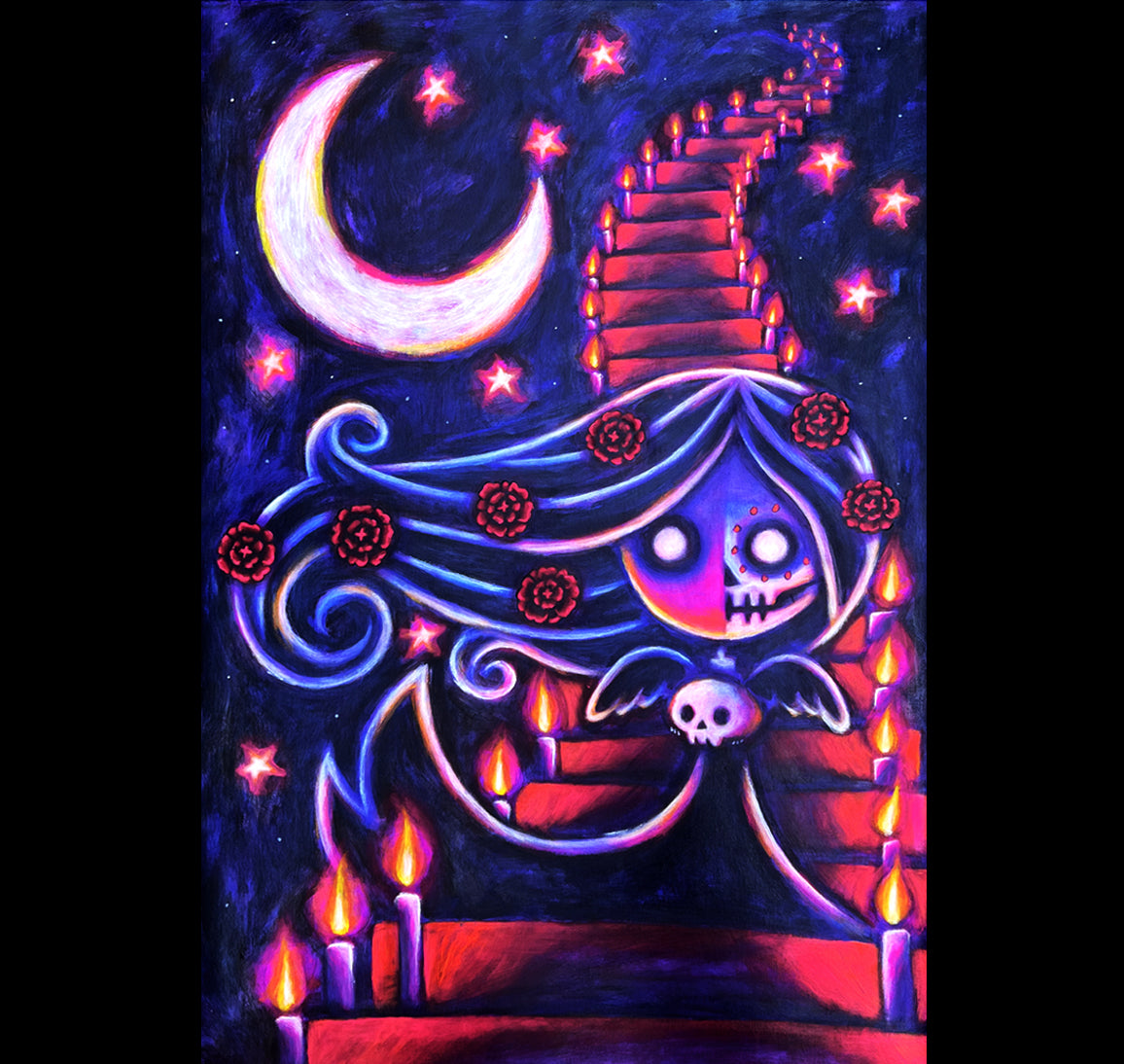 Akumu Ink art, goth art, skull art,