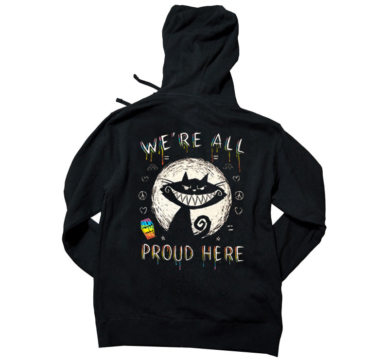 Akumu Ink We're All Proud Here Unisex FLEECE Hoodie, long sleeve, Akumu ink, goth, emo