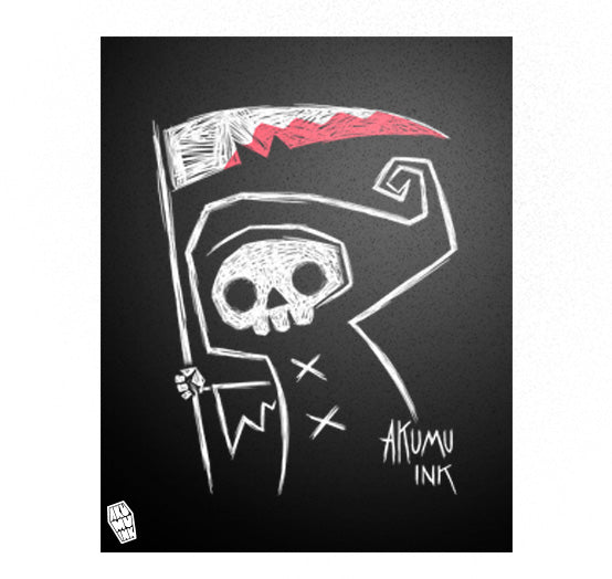Akumu Ink art, goth art, skull art, 
