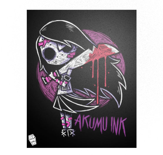 Akumu Ink art, goth art, skull art, 