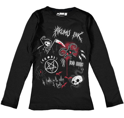 Rebel Metal Women Long Sleeve Tshirt – gothic Women Shirts by Akumu Ink, alt fashion art from Akumu Ink Clothing