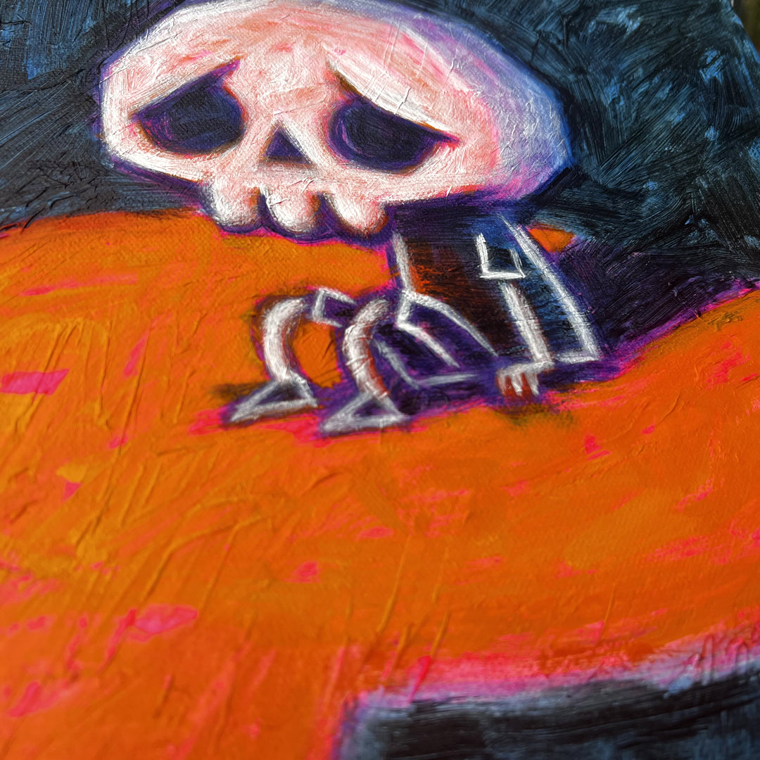Is It Safe Yet? 30x40cm Painted Canvas – gothic art by Akumu Ink, alt fashion art from Akumu Ink Clothing