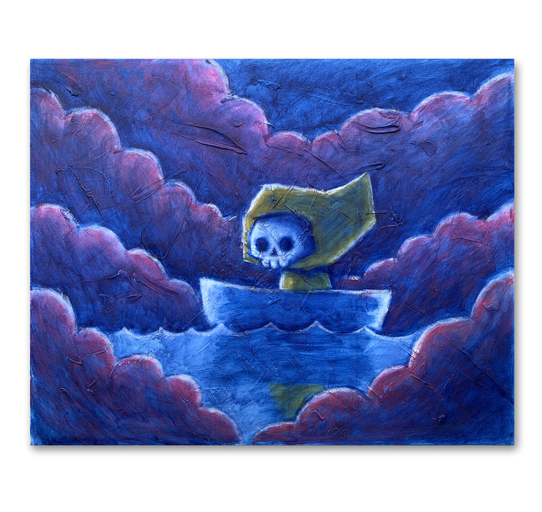 Adrift in the Mist 40x50cm Painted Canvas – gothic art by Akumu Ink, alt fashion art from Akumu Ink Clothing