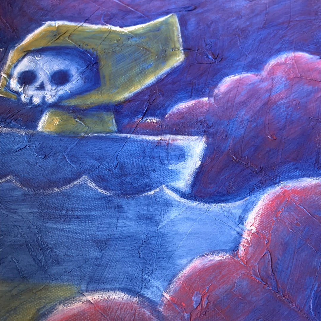 Adrift in the Mist 40x50cm Painted Canvas – gothic art by Akumu Ink, alt fashion art from Akumu Ink Clothing