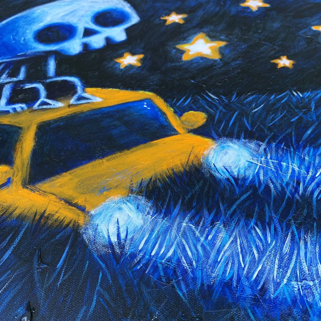 Stranded Beneath the Stars 60x70cm Painted Canvas – gothic art by Akumu Ink, alt fashion art from Akumu Ink Clothing