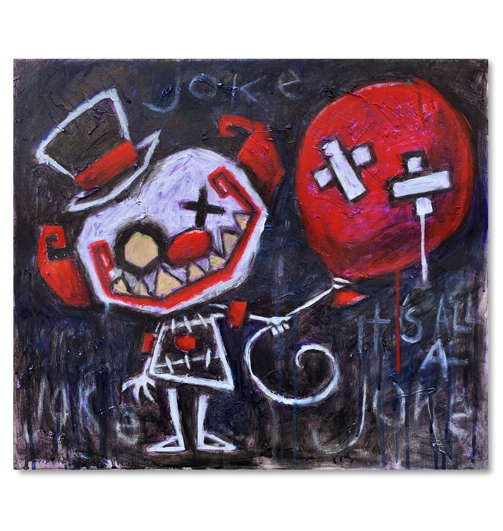It's All A Joke 50x60cm Painted Canvas – gothic art by Akumu Ink, alt fashion art from Akumu Ink Clothing