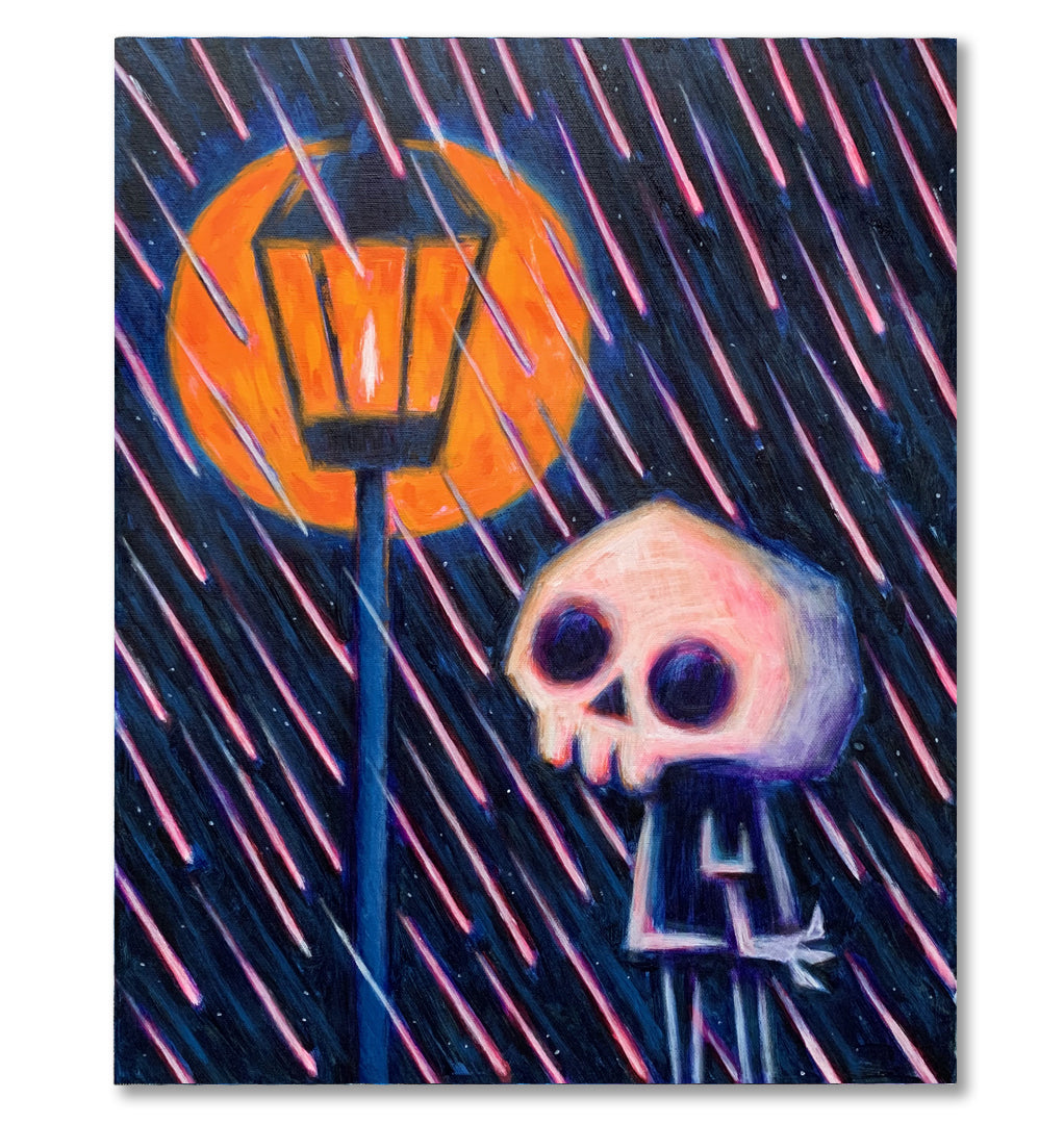 Night Light 40x50cm Painted Canvas – gothic art by Akumu Ink, alt fashion art from Akumu Ink Clothing