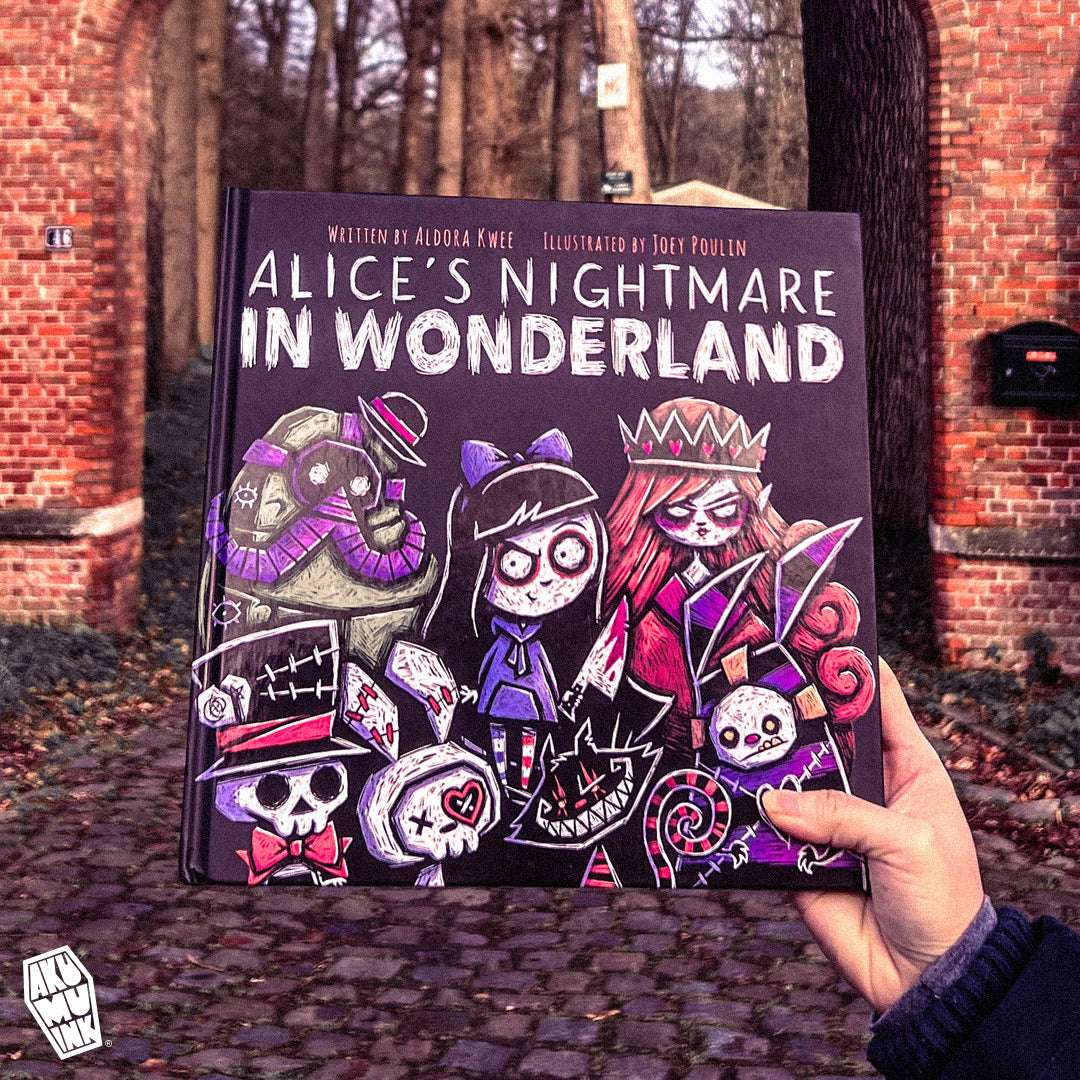 alice's nightmare in wonderland book, aldora kwee writer, joey poulin artist, joey poulin illustrator, akumu ink book