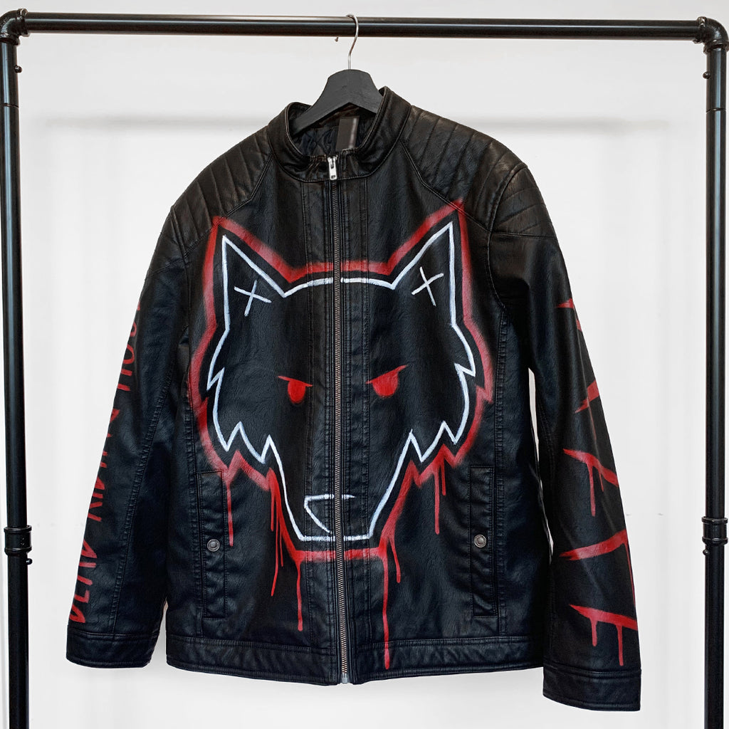 Dead Riding Hood Hand-Painted Jacket – gothic  by Akumu Ink Clothing, alt fashion art from Akumu Ink Clothing