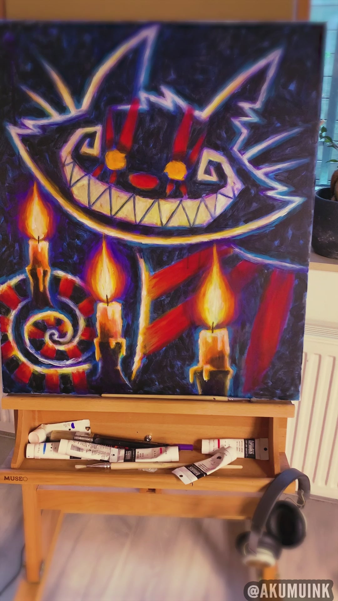 Grinning in the Dark 60x70cm Painted Canvas