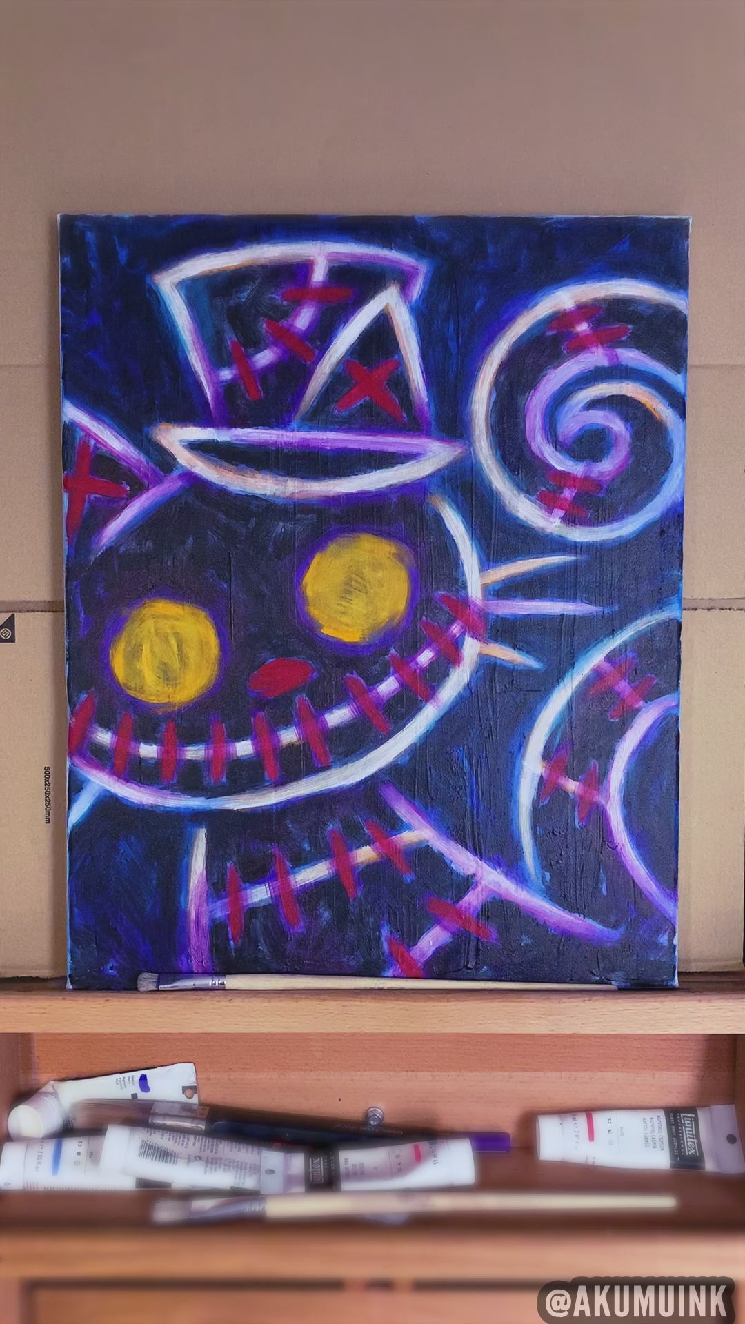 Black Cat's Curse 40x50cm Painted Canvas