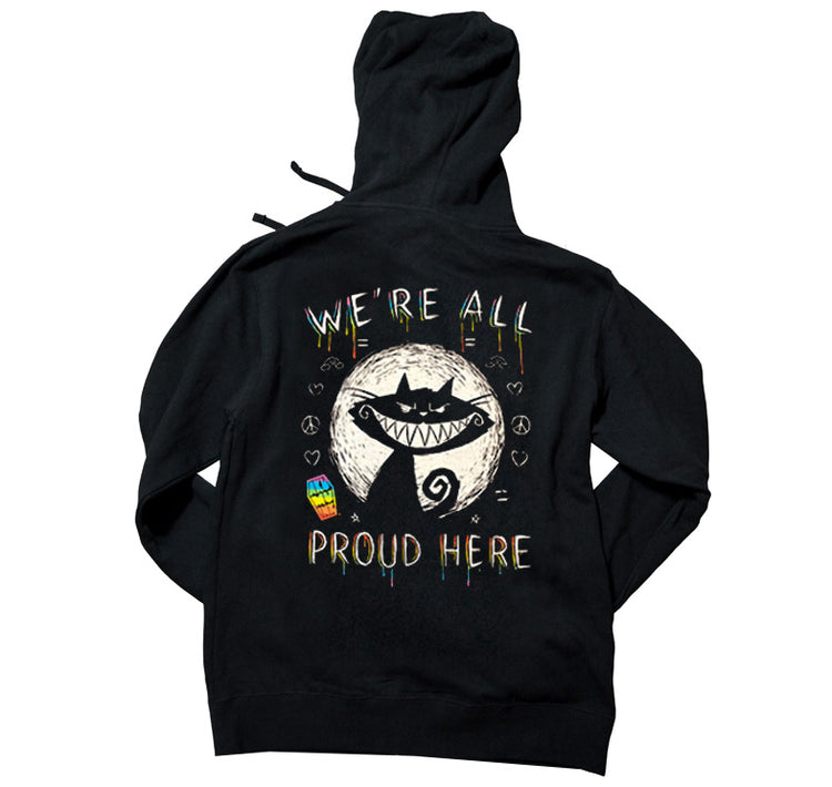 Akumu Ink We're All Proud Here Unisex FLEECE Hoodie, long sleeve, Akumu ink, goth, emo