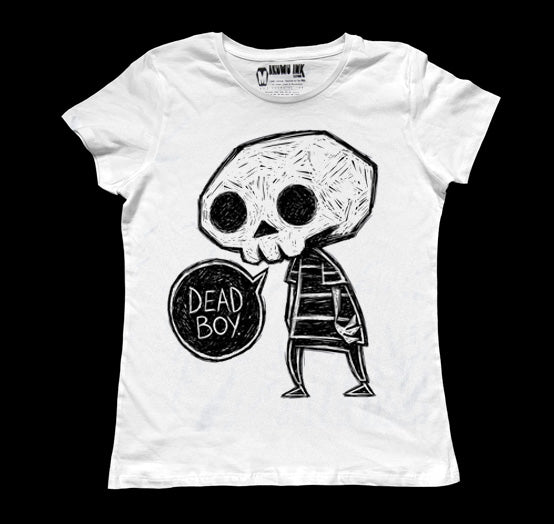 Dead Boy Women White Tshirt, Women Shirts, Akumu ink, goth, emo
