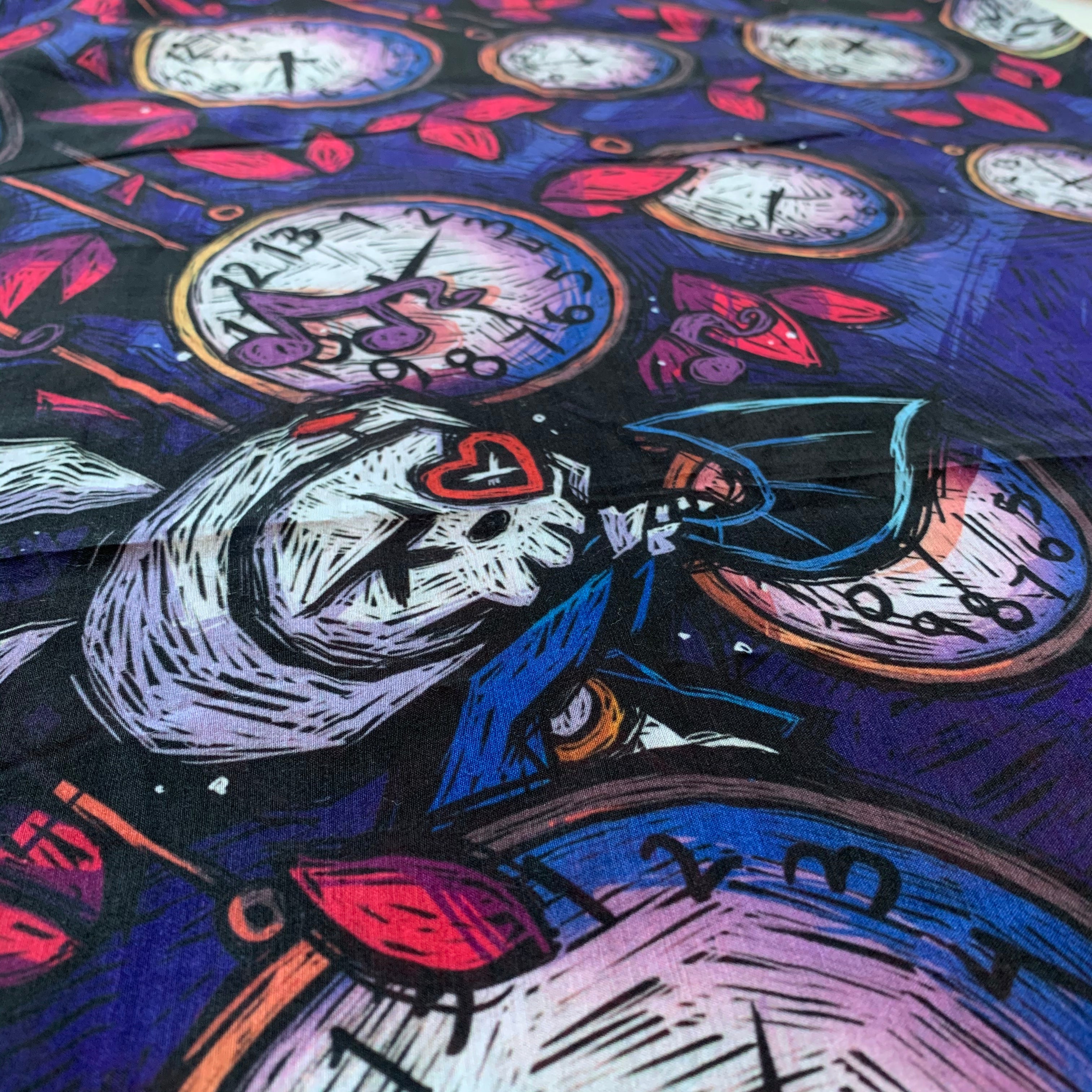 40"x40" Alice and the Clock Tree Sheer Silky Scarf, Accessories, Akumu ink, goth, emo